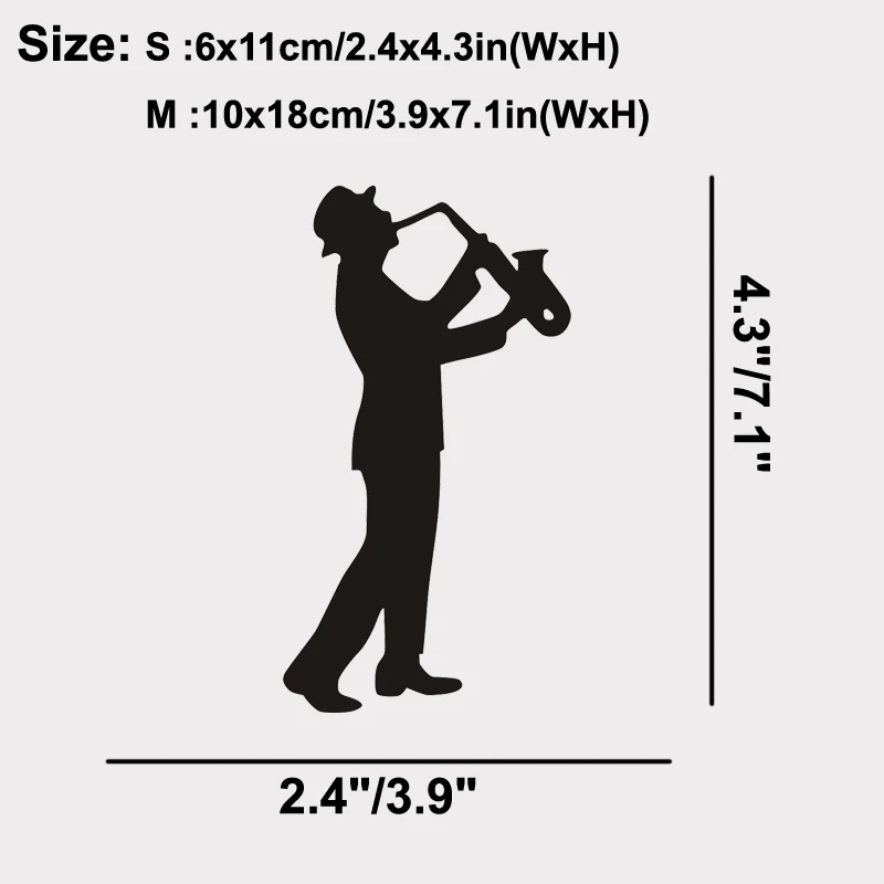 NEW Saxophone Music Decal Vinyl Sticker Light Switch Playing Instrument Home Decor 20 Colours Available