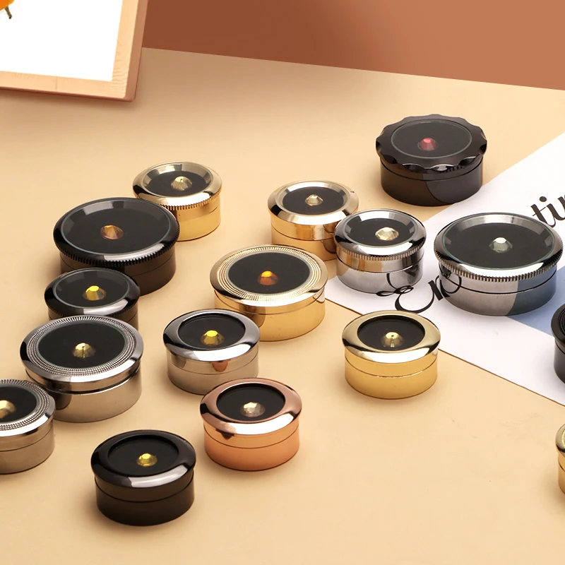 Jewelry Storage Box Gemstone Box Metal Plating Transparent Round Rotating Surface Bare Stone Color Diamond Display Box