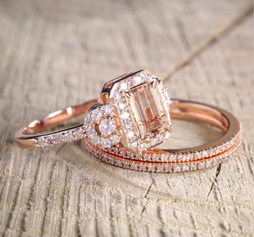 S925 sterling silver ring new hot sale plated 18k rose gold set ring slightly inlaid engagement ring women view 3