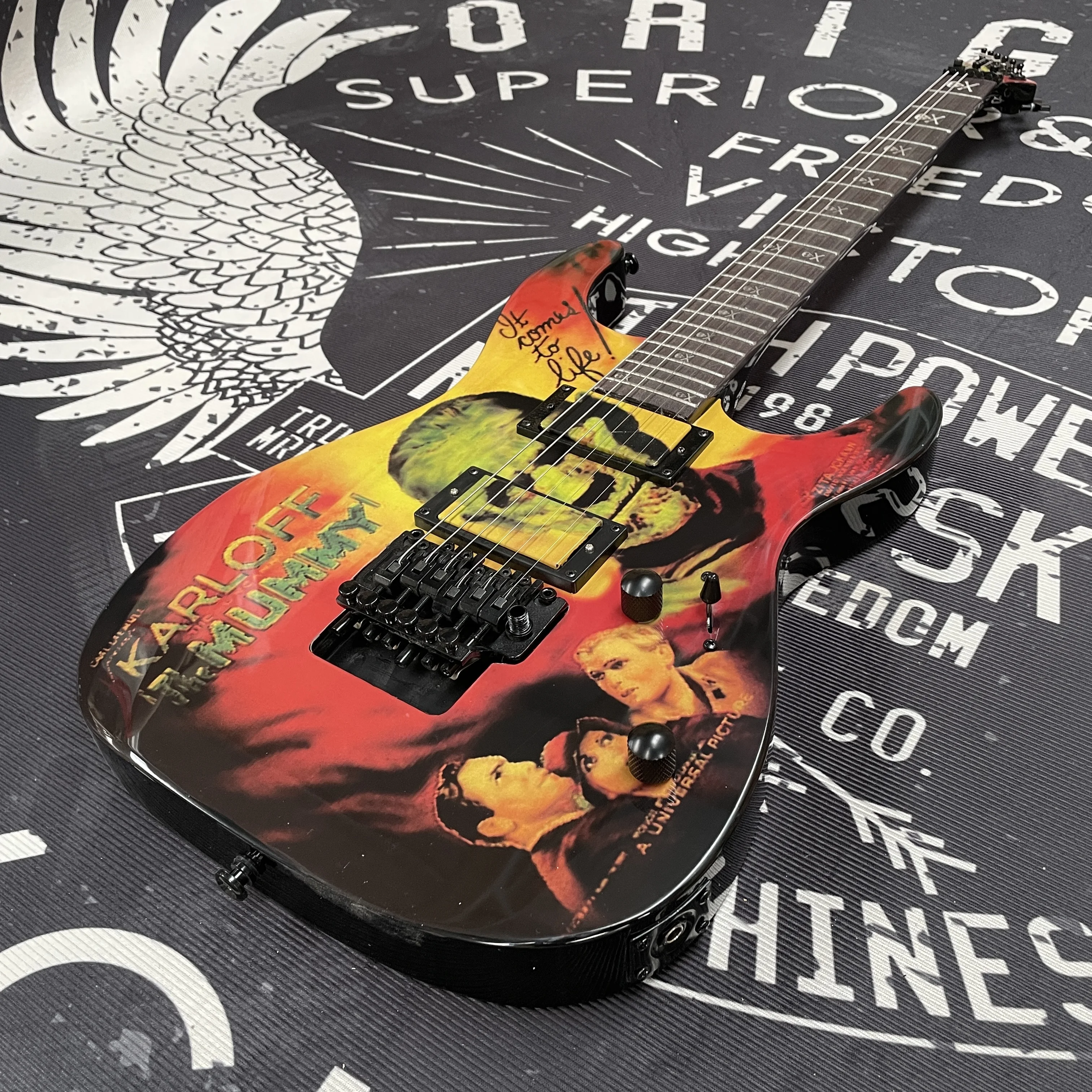 6-string electric guitar vintage movie poster finish and tremolo system guitars—The top choice for collectors' electric guitarra view 3