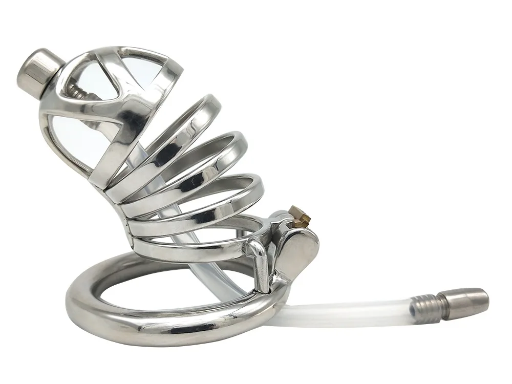 FRRK-012A 3D Stainless Steel Chastity Cage for Men, Urethral Sounding Tube, Male Chastity Lock Device, Adult Intimate Toy