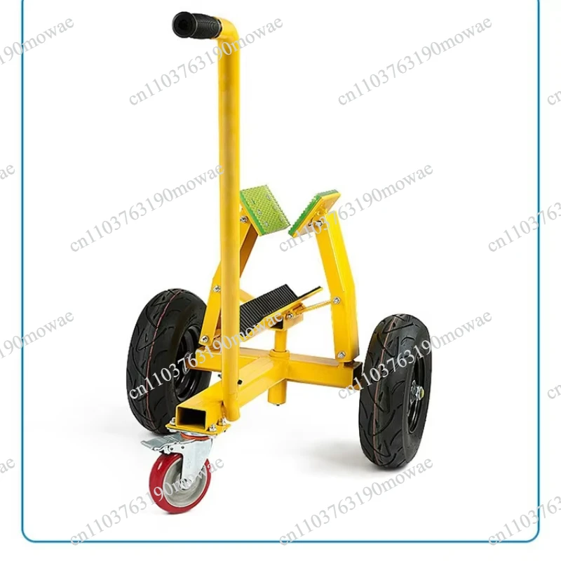 Three-wheeled glass transport trolley - a sturdy steel trolley for efficient handling of glass panels