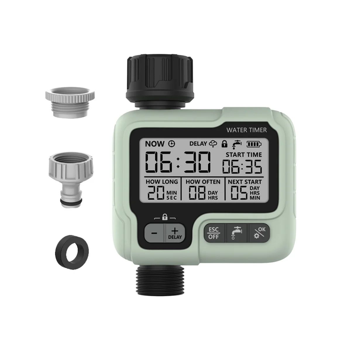 

Digital Sprinkler Timer, Programmable Water Timer for Garden Hose, Auto & Manual Watering Control for Yard, Lawns A