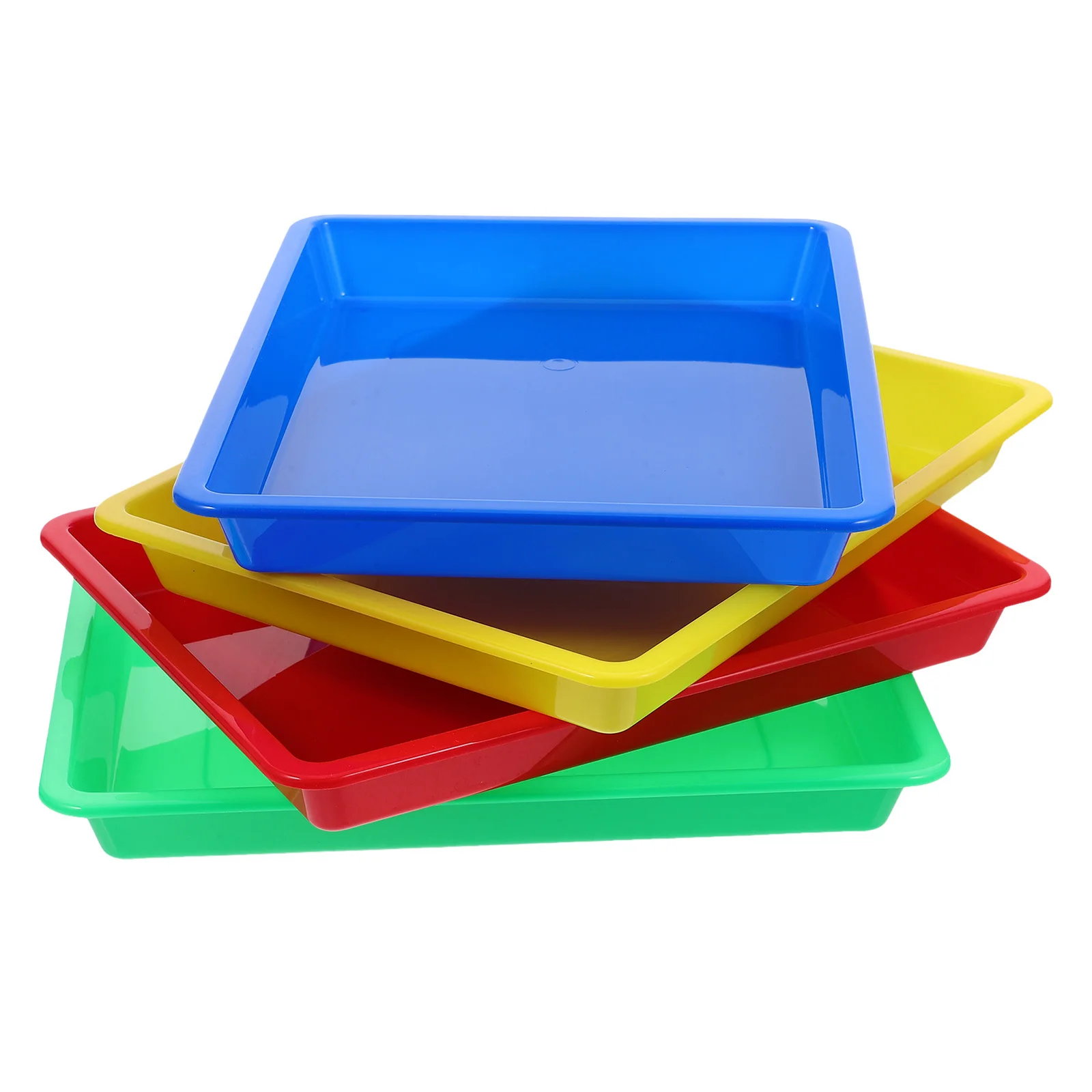 

4pcs Plastic Colored Trays Multi-Functional Storage For Art Craft Sorting Sensory Play Sand Tray Classroom Supplies