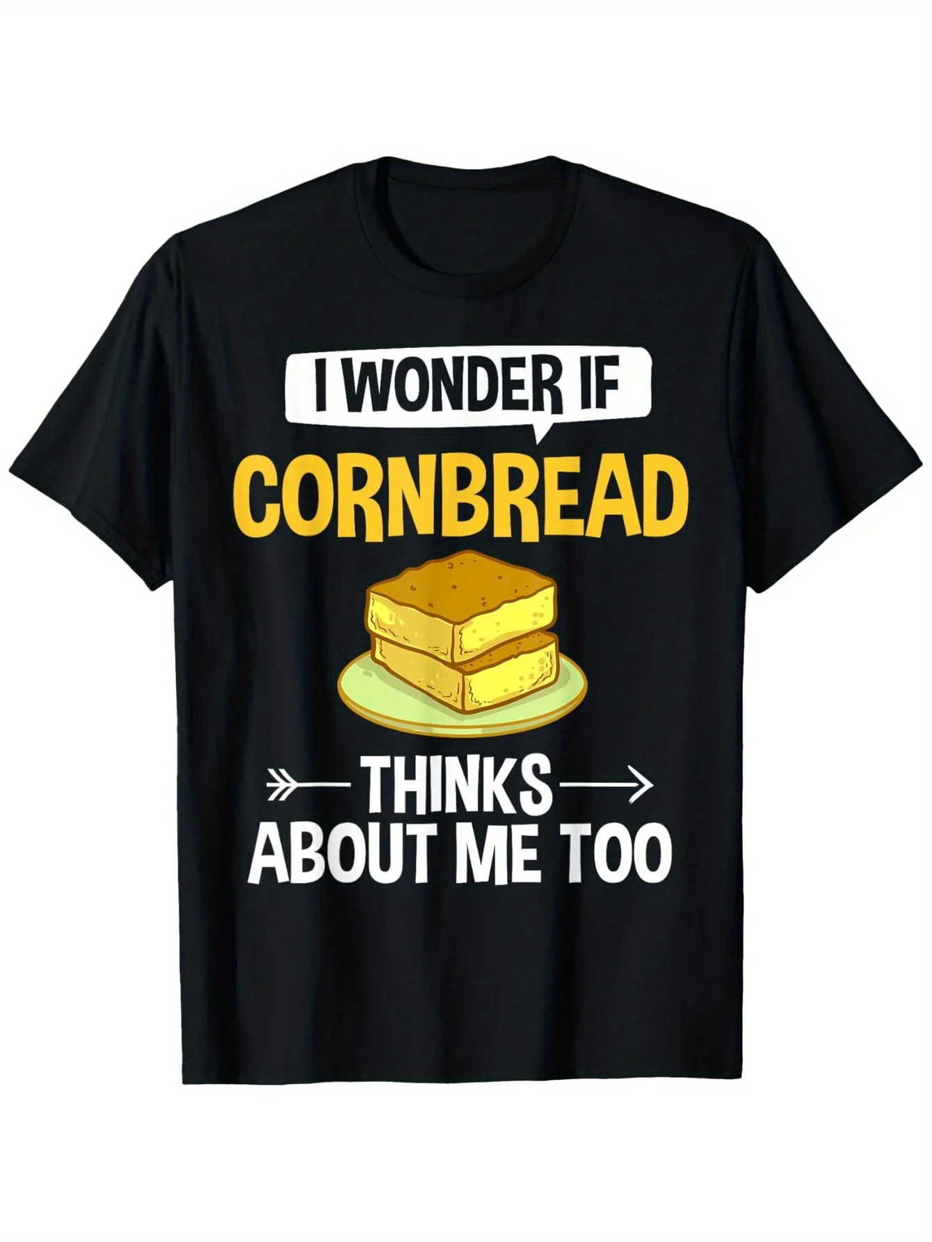

Men's Fun Corn Bread Patterned T-shirt - 100% cotton, 180g heavyweight casual round-neck t-shirt
