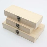 Unfinished Wooden Box with Hinged Lid Decorative Rectangle for Keepsakes Plain Decorative Wooden Memory Chest Sewing Earrings