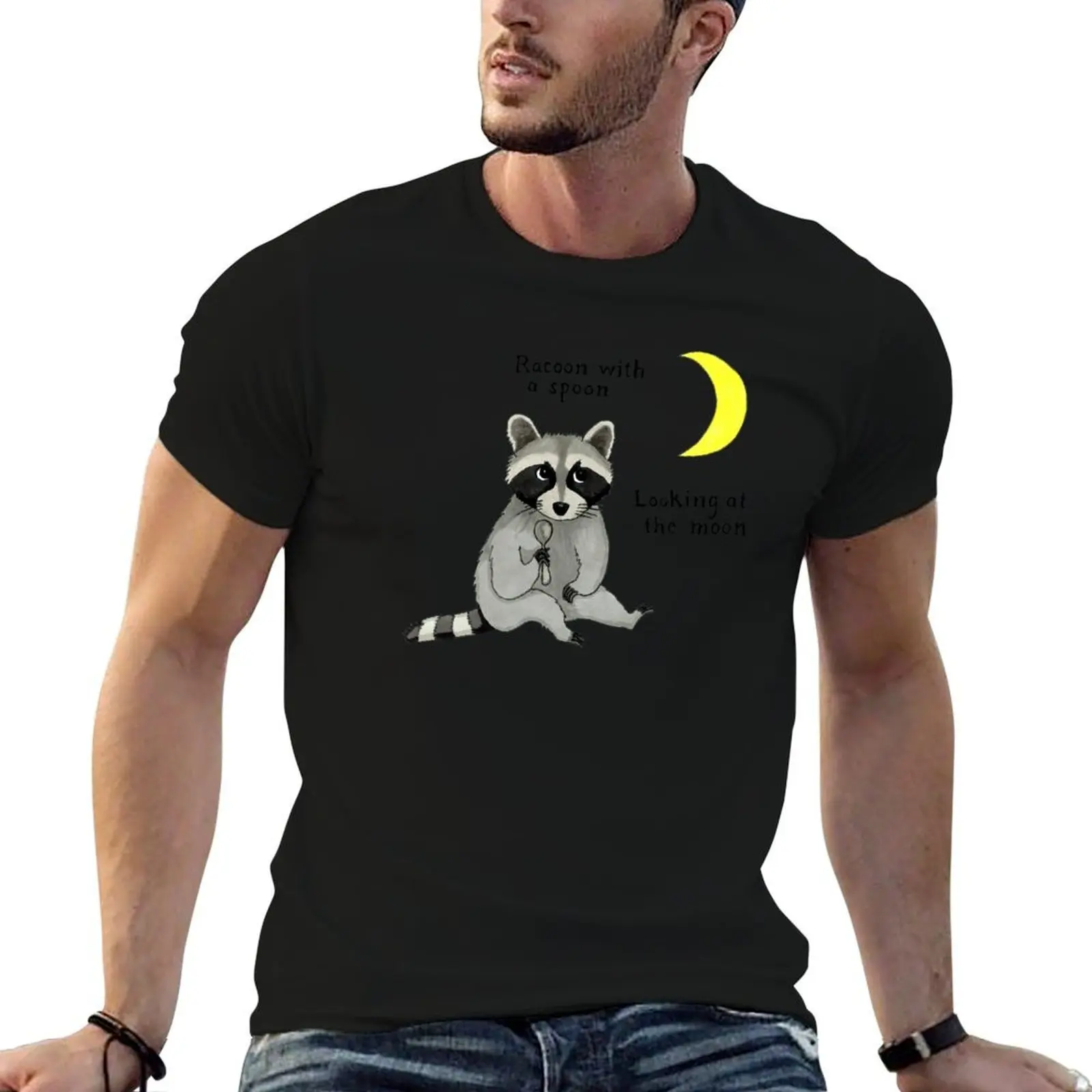 Racoon with a spoon T-Shirt graphic t shirt vintage for a boy shirts graphic tee men