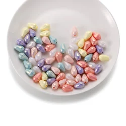 50/100Pcs 8*13mm Acrylic Waterdrop Faceted Beads Round Loose Spacer Beads for DIY Necklace Earrings Jewelry Making Supplies