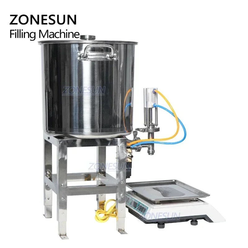 ZONESUN ZS-FMW2500 50-2500 جرام آلة تعبئة وزن العسل معجون لزج الكاتشب سلطة خلع الملابس حشو زجاجة زيت النخيل