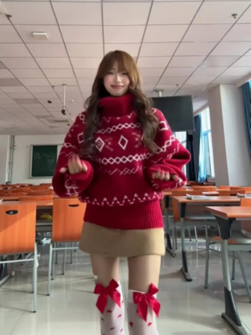 Pull Cisas ample pour femme, col haut, tricoté, vêtements d'extérieur d'hiver, confortable et chaud, haut Long Sve