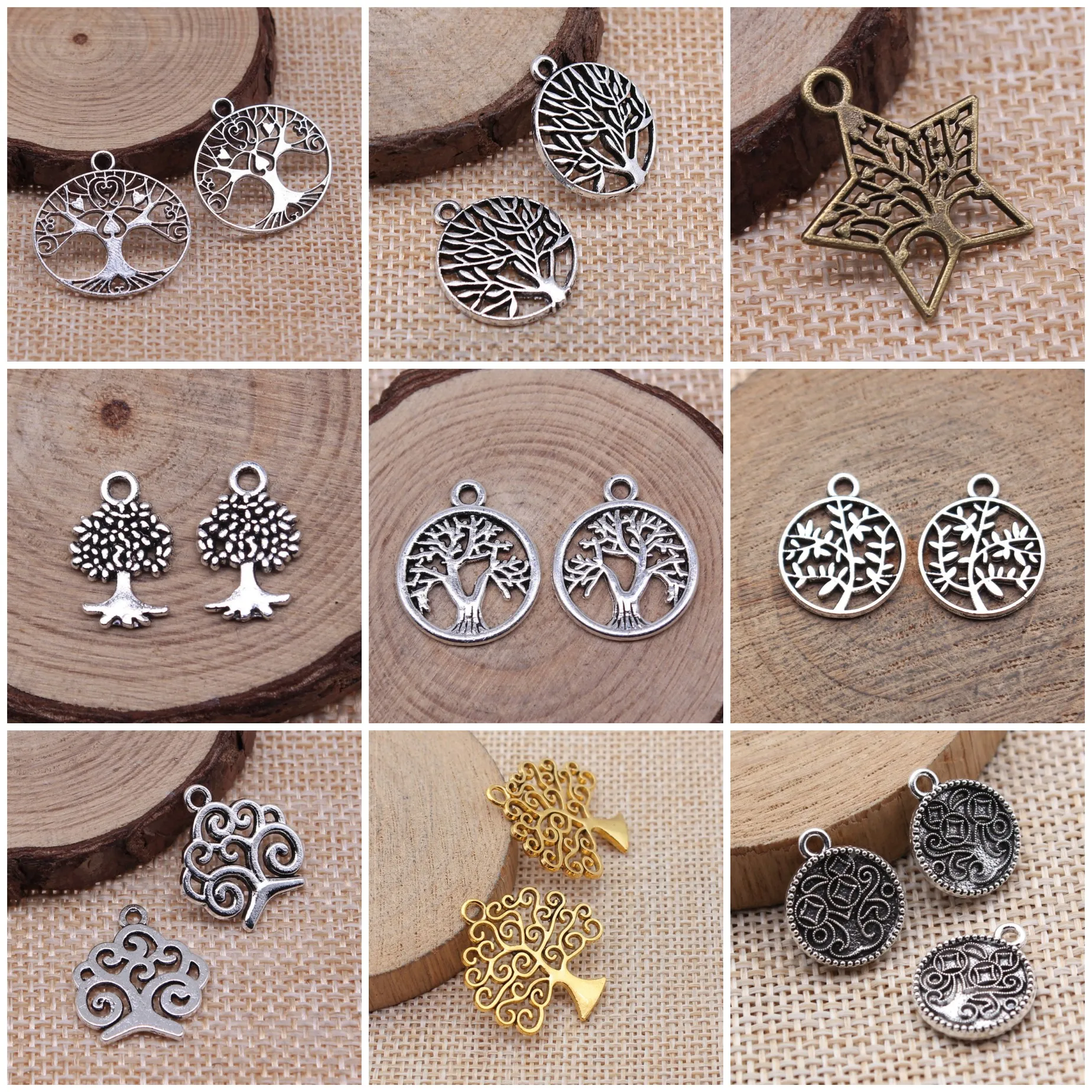 Vintage Round Tree Of Life Symbol Charms Pendant Spiritual Family Charms For Jewelry Making Bracelet Necklace DIY Craft Bulk