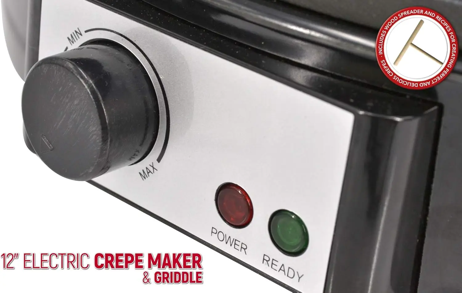 صانعة الكريب الفرنسي الكهربائية غير اللاصقة مقاس 12 بوصة مع كتاب الوصفات |   موقد ألومنيوم مع تحكم في درجة الحرارة قابل للتعديل، شبكة Ho