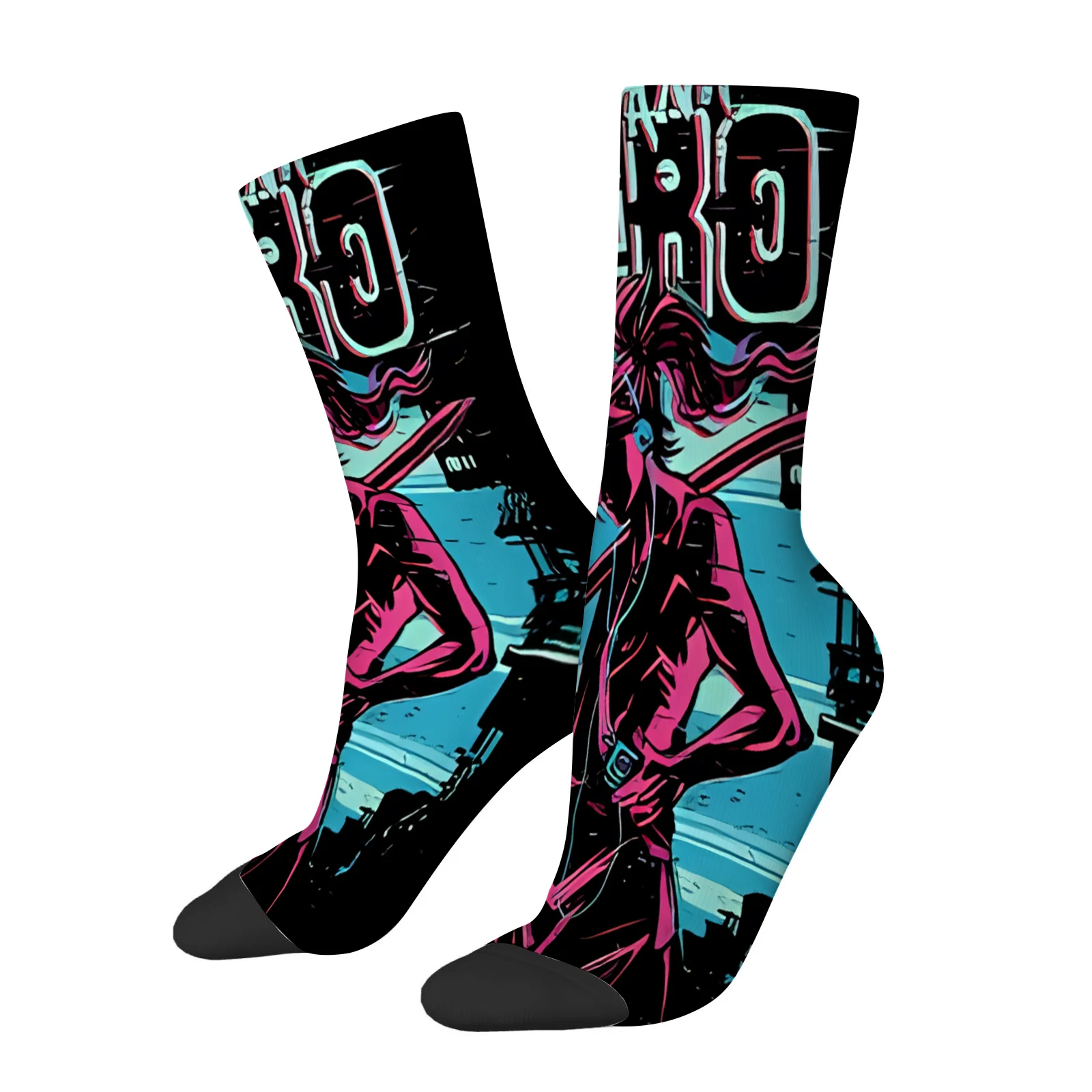 Unisex Retro Tone Tropical Plant Printed Crew Socks Vintage Casual Style Cotton Long Socks Daily Fashion Socks