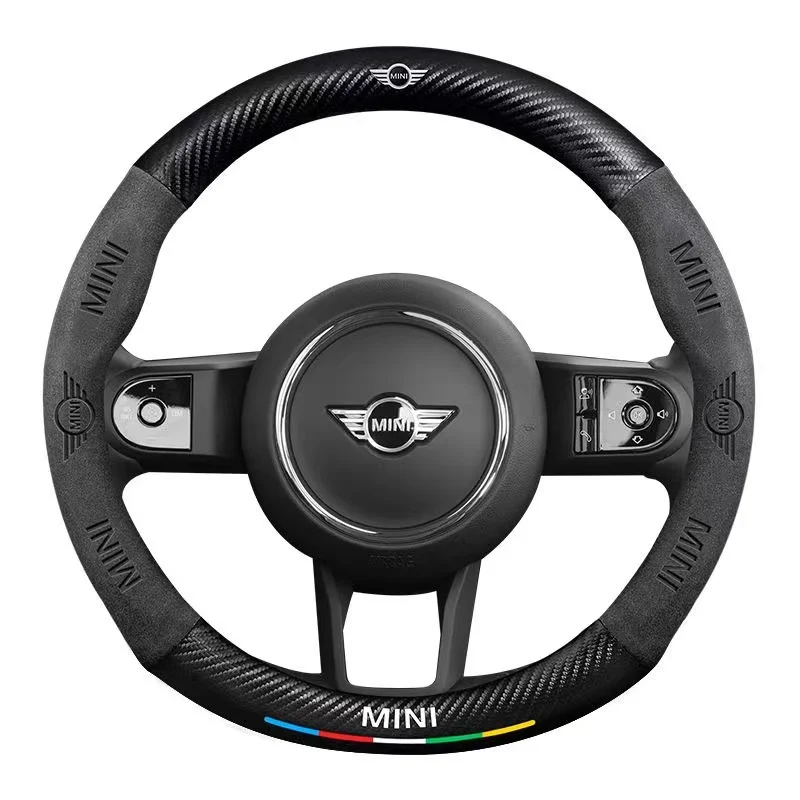 Car-Styling Car Logo Steering Wheel Cover 3D Embossing For BMW MINI Cooper R55 R56 R60 R61 F54 F55 F56 F60 JCW ONE Works Clubman