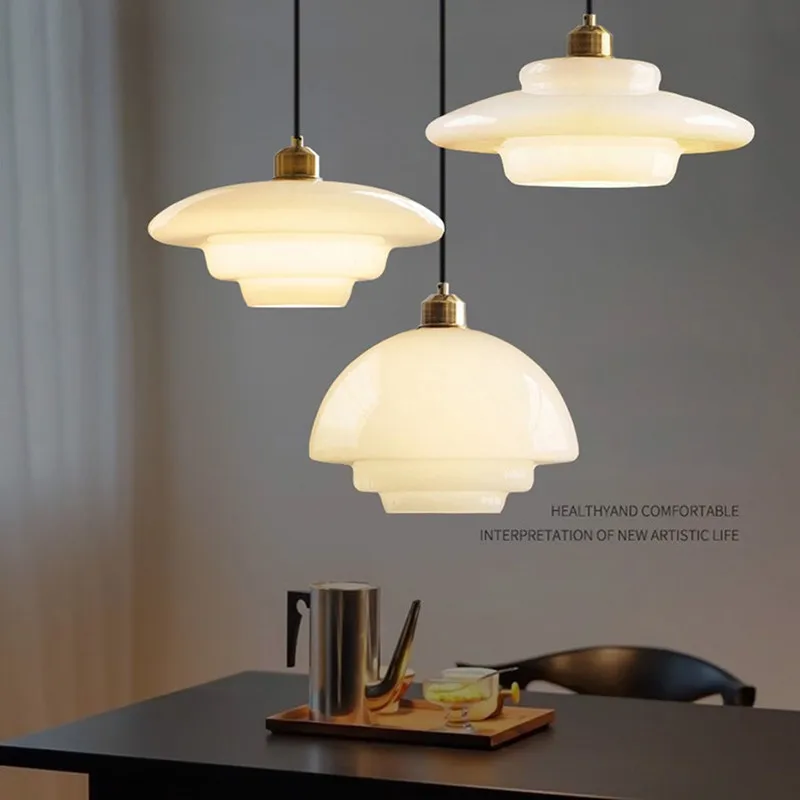 

Nordic Cream white Glass Pendant Light Modern LED Lighting Creative Dining Room Bar Bedroom Porch Loft Home Indoor Lights