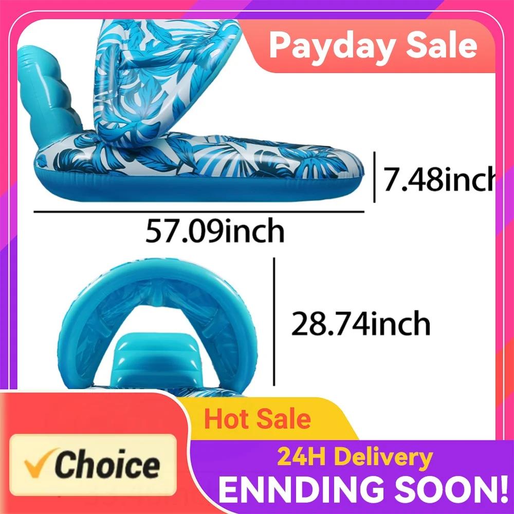 Beach Folding Hammocks with Sunshade Inflatable Water Sleeping Bed Floating Lounger Air Mattress Outdoor Swimming