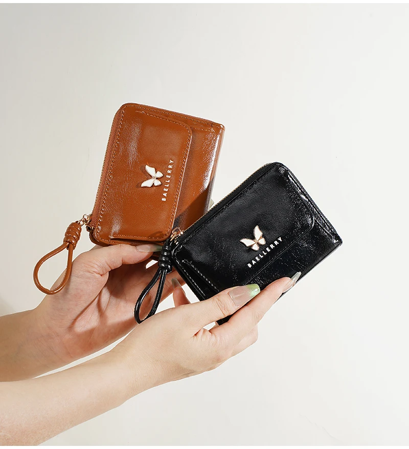 Baellerry Damen Schmetterlings-Münzbörsen Kurze Geldbörsen PU-Leder Geldbörsen Vintage Damenmode Kartenhalter Mini-Handtaschen – Detail 19