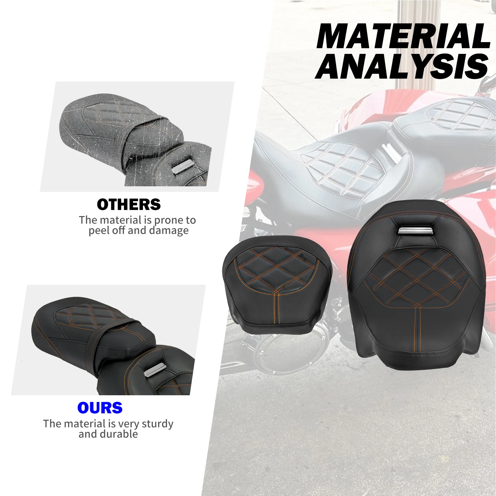 Motorcycle Two Up Seat Black Front Rear Driver Passenger Seat For Harley Touring Road King Street Electra Road Glide 2009-2024