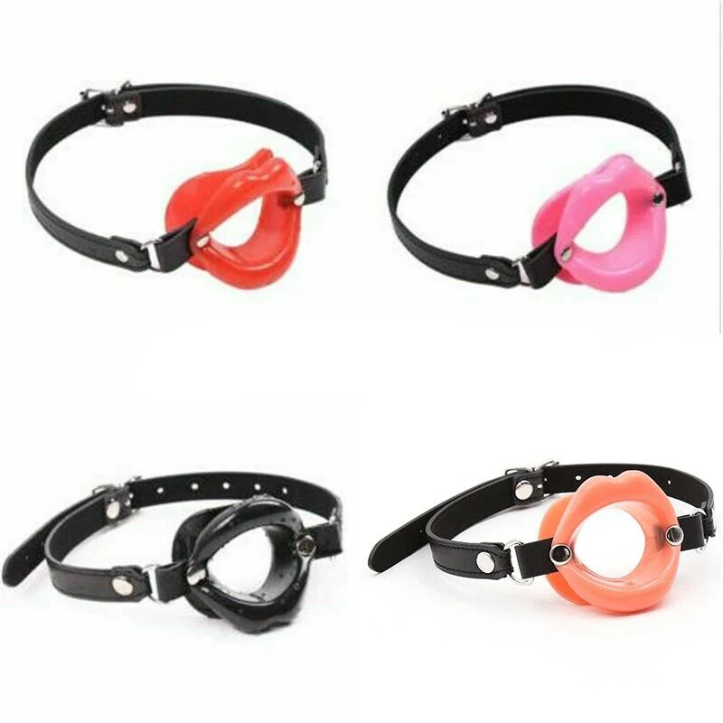 Fancy PU Leather Soft Silicone Open Mouth Gag Oral Fixation Restraint Harness Strap Slave BDSM Bondage Erotic Toy Sex Toy Couple