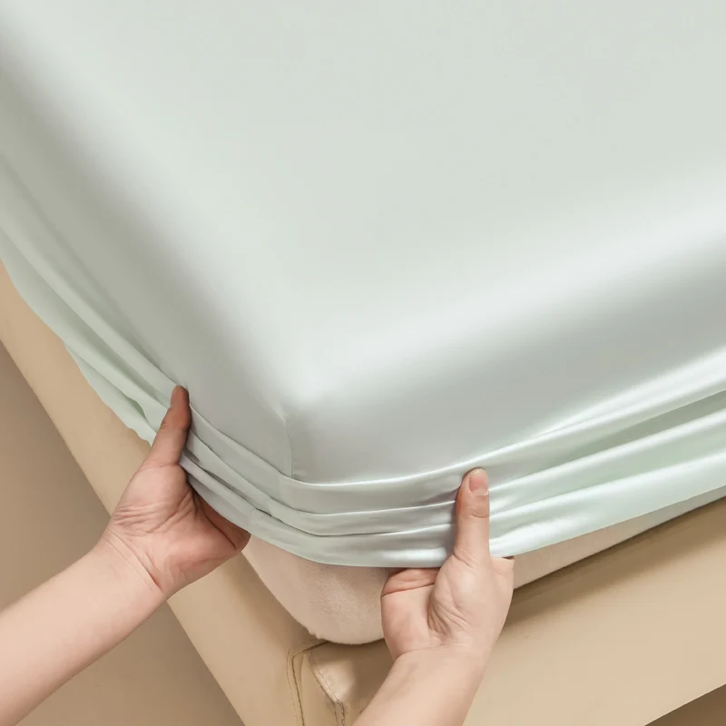 

1 шт., светло-зеленый простыня, размер США King Queen, глубокий карман, высота 40 см, наматрасник, лиоцелловое волокно, горячее спальное домашнее постельное белье