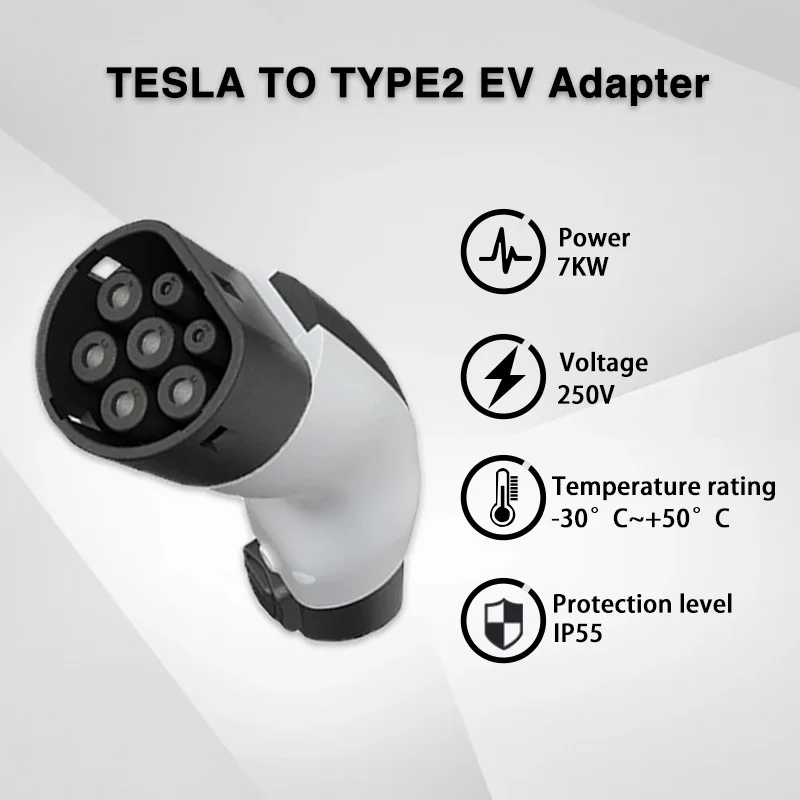 For Tesla to Type2 EVSE Adapter Electric Cars Vehicle Charger 250V 32A Charging Connecto For Tesla to Type 2 AC connector