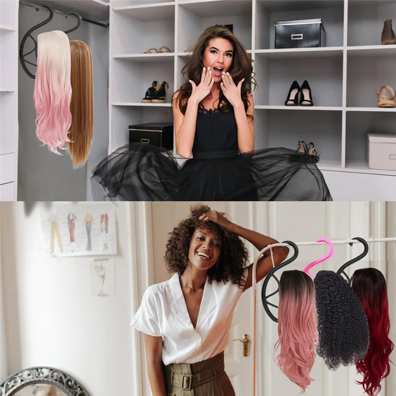 BAAG-2er-Pack Perückenaufhänger, tragbarer hängender Perückenständer, Perückenaufhängerhalter für mehrere Perücken und Hüte, faltbarer Perückenhalter