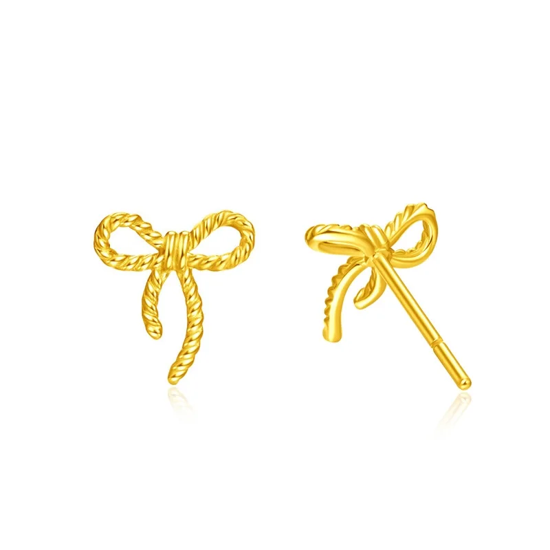 

Exquisite 14 K Gold Color Knot Stud Earring for Women Bride Wedding Birthday Valentine's Day Fine Jewelry Stud Earring Gifts