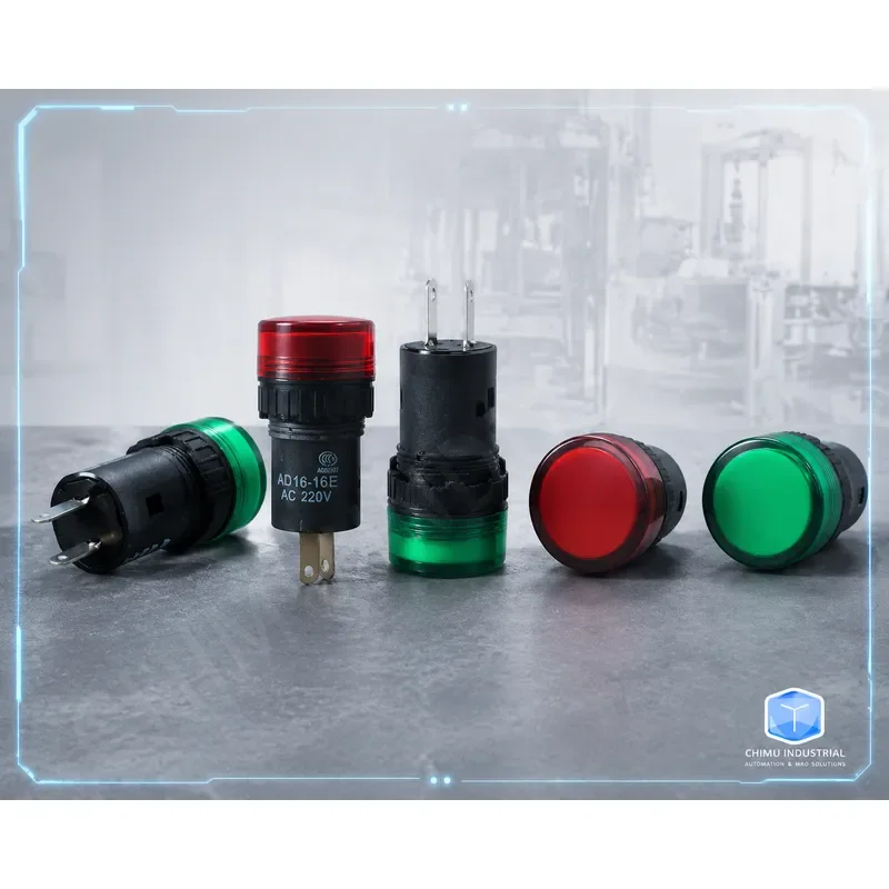 【CHIMU INDUSTRIAL】 for AD16-16E LED Signal Indicator 16MM Mounting Hole Red Green Yellow Blue DC