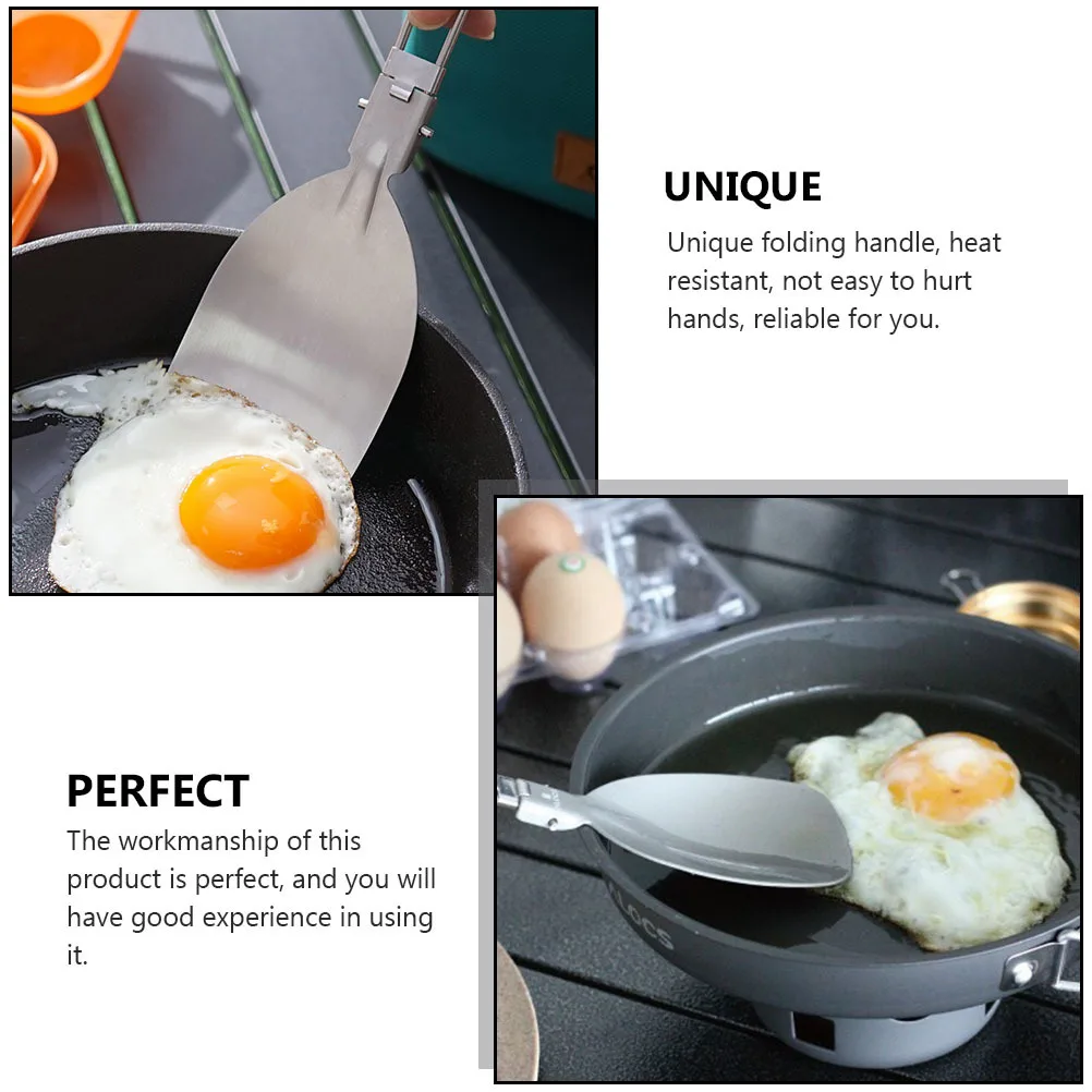 Folding Spatula Premium Stainless Steel Rust-Proof Heat Resistant Kitchen Cooking Spatula Outdoor Camping Multi-Function Frying