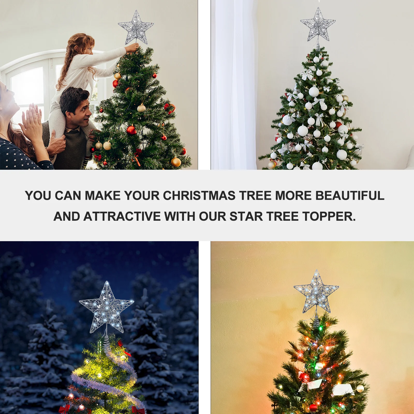 

1Pcs Christmas Tree Topper Five-Pointed Lighted Ornament for Xmas Decor Festive Holiday Party Home Decoration