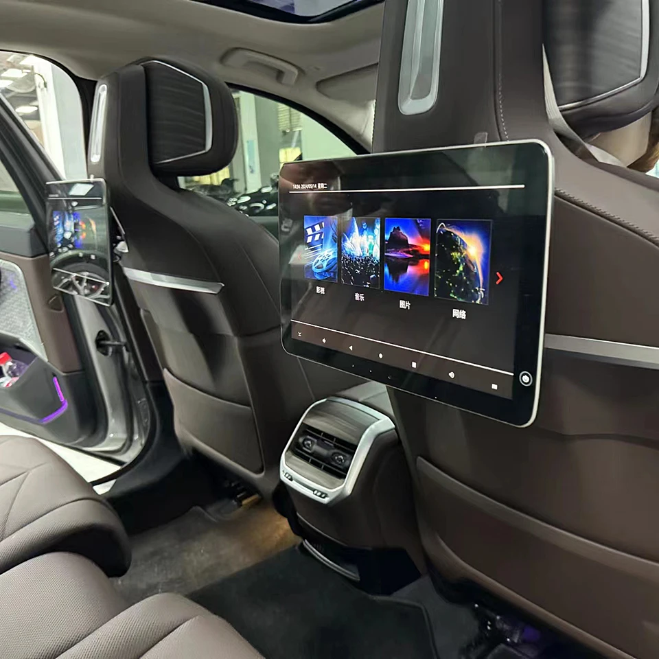 مسند رأس السيارة مشغل فيديو أندرويد 12 شاشة تلفزيون شاشة ذكية لسيارات BMW X5 X6 X7 2023 2024 2025 المكونات في المقعد الخلفي الترفيهي #4