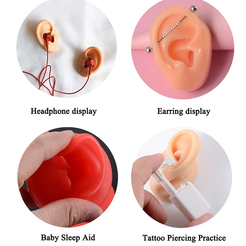 Soft Silicone Ear Model For Hearing Aid Human Ear Ear Model Simulation Display Props Teaching Tools Jewelry Display Earrings