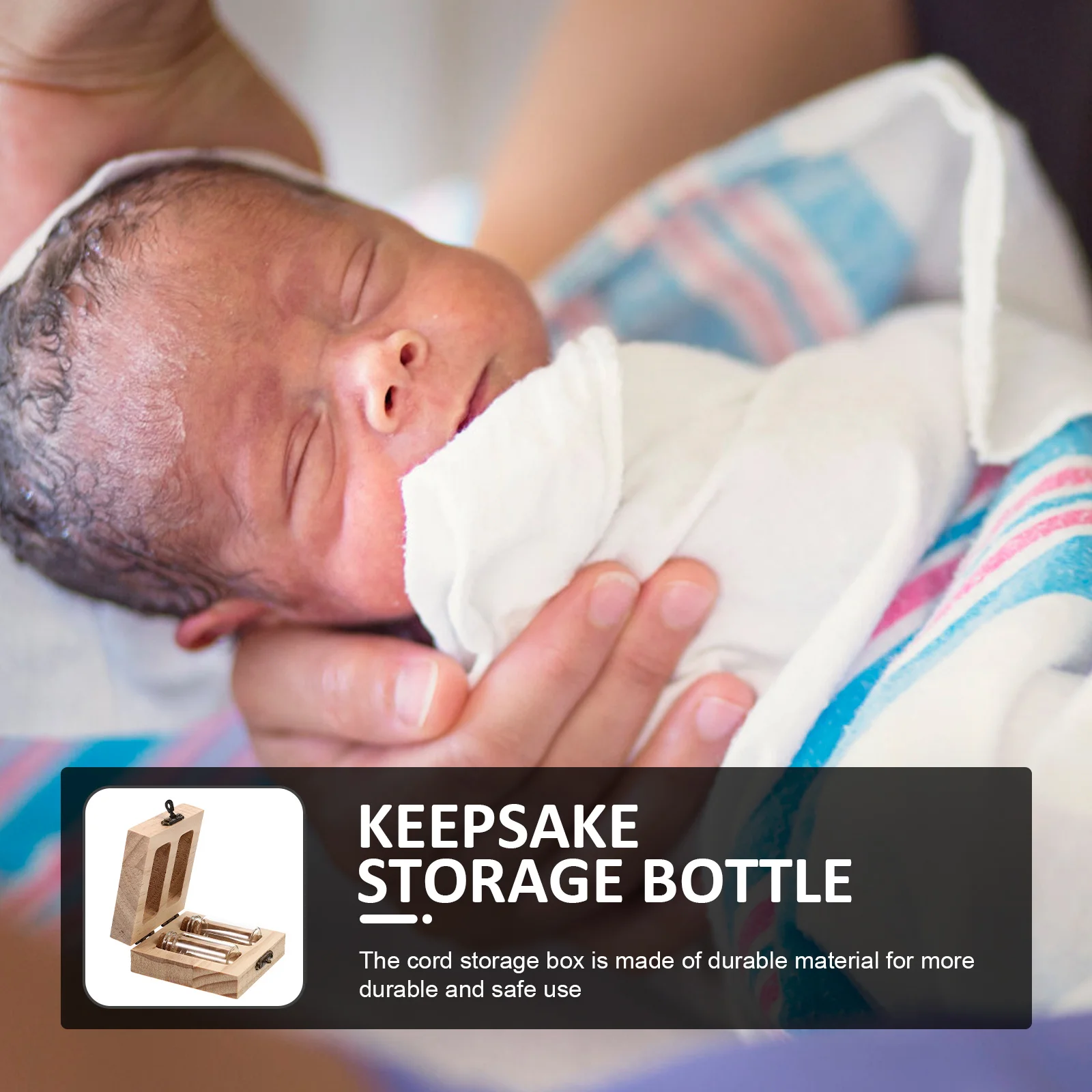 صندوق حفظ الرضع، زجاجة تجميع شعر الجنين الخشبية مع منطقة نقش لأسماء وتواريخ وحل تخزين تذكارية #5