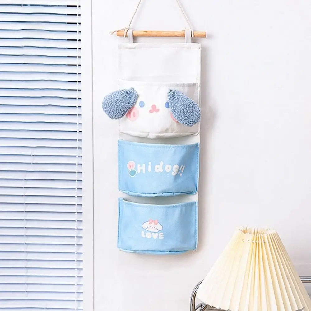 2/3/7 Pockets Fabric Storage Bag Large Capacity Moisture-proof Wall Mounted Storage Bag Cute Sundries Hanging Pocket Bedroom