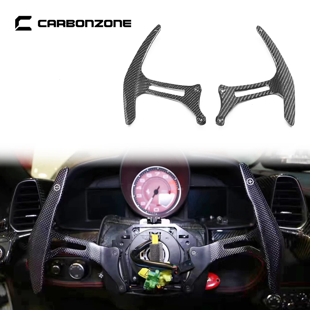 Real Carbon Fiber Steering Wheel Paddle Shifter Extension for Ferrari 458 replace shift paddles decorative kits