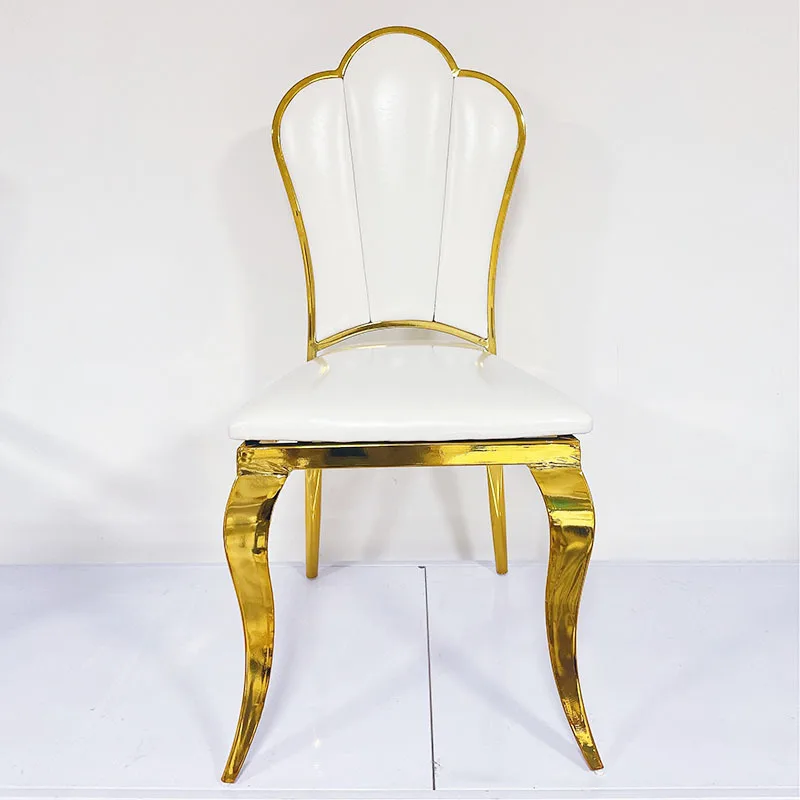 HYS European Hotel Banquet Chair Stainless Steel Metal Soft Bag Backrest Shell Chair Home Modern Simple Dining Chair