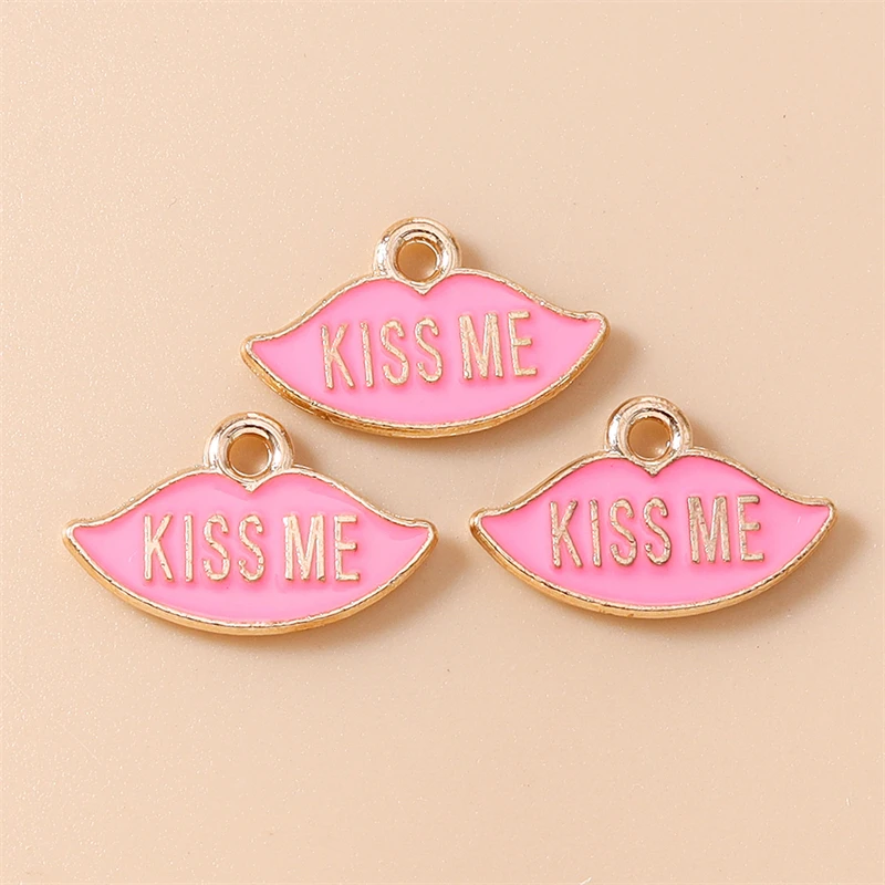 20 Stück 17x10mm Niedliche Emaille-Charms mit Roten Lippen für Schmuckherstellung, Ohrhänger, Halsketten, Armbänder, DIY-Bastelzubehör – Detail 5