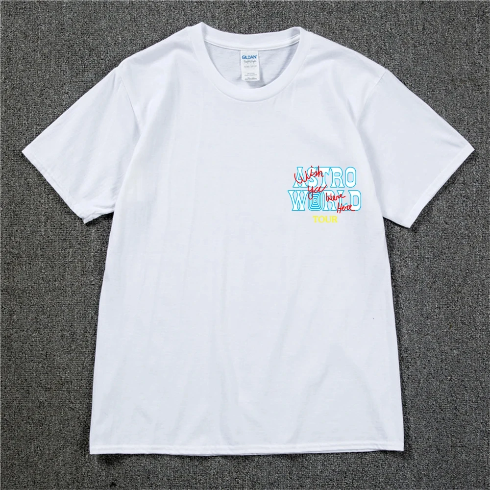 New Summer Hip Hop T Shirt Men Women Cactus Jack Harajuku T-Shirts WISH YOU WERE HERE Letter Print Tee Tops Fashion streetwear