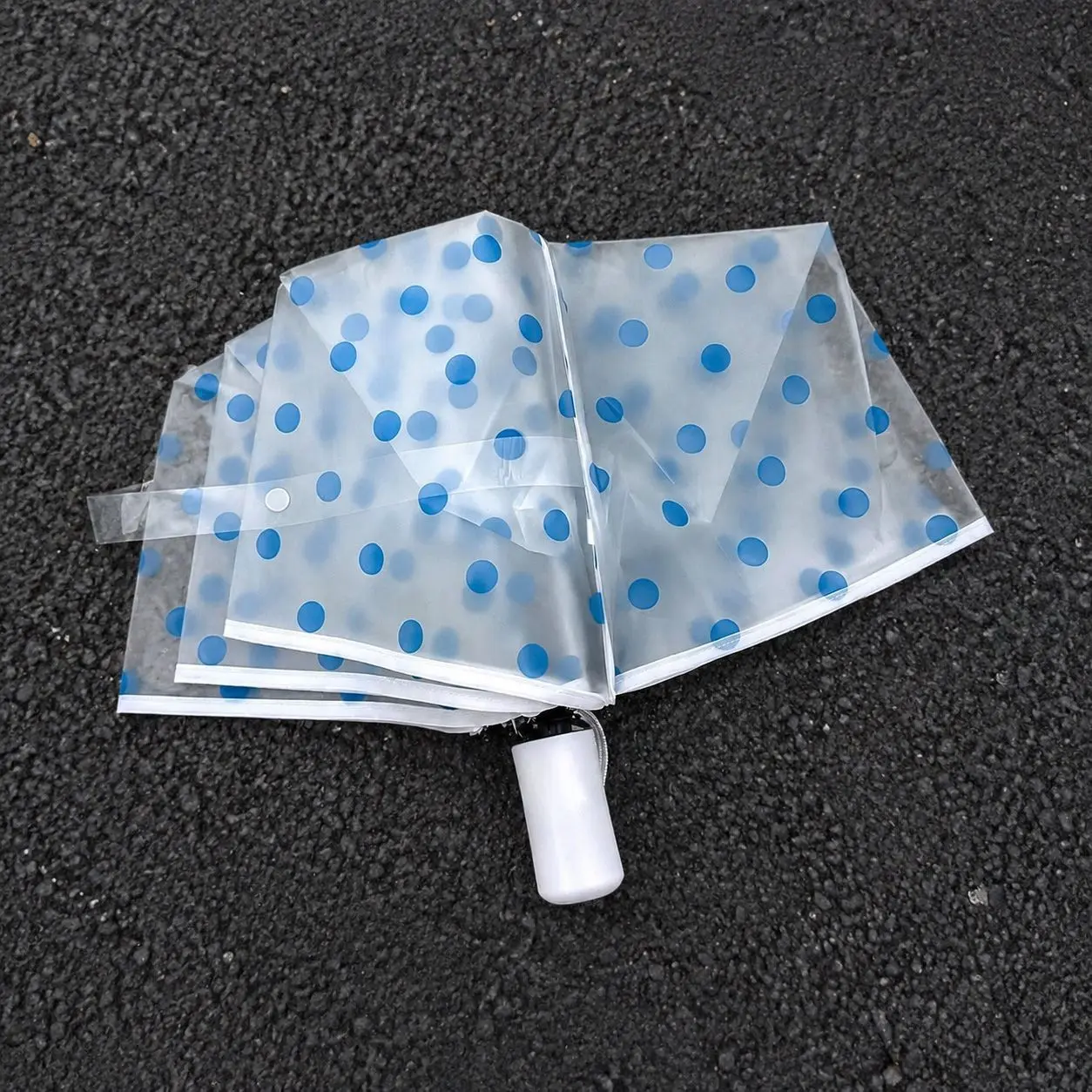 Fully Automatic Folding Transparent Polka Dot Umbrella Cute Ins Student Reinforcement And Thickening Portable Sunny Umbrella