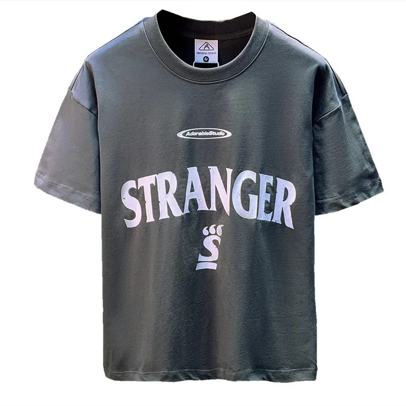 American retro short sleeved T-shirt for men in summer, thin, loose, casual, versatile, high-end quality top