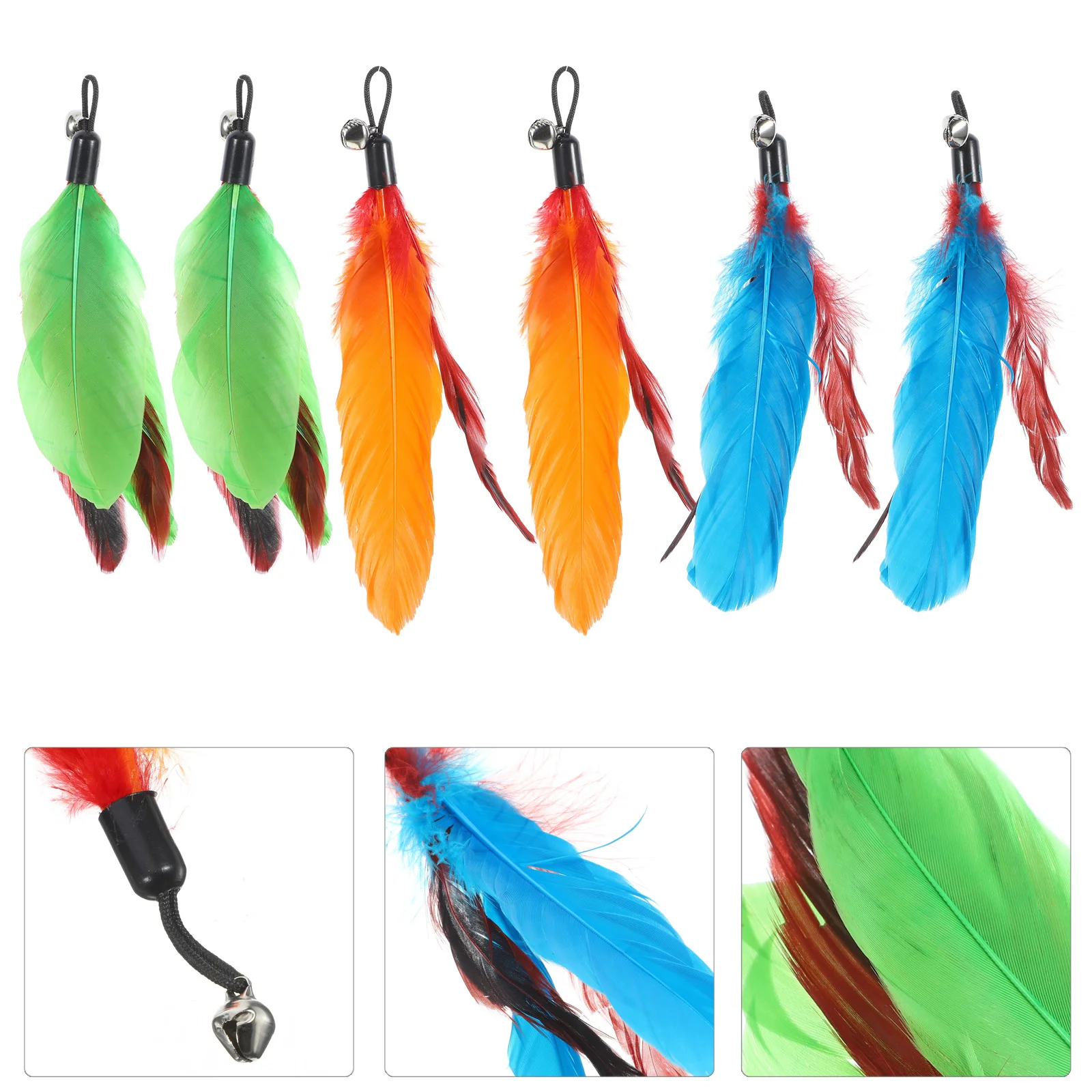 Cat Feather Toys Wand Plume Teaser Replacements Refill Refills For Cats Interactive Kitten