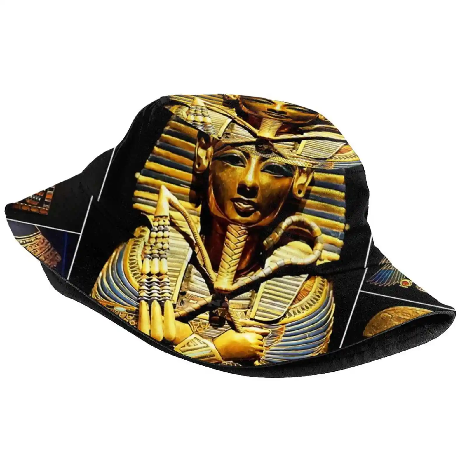 King Tut ( Tutankhamun ) Flat Top Breathable Bucket Hats Tutankhamun Pharaoh Mummy Tutankhamen Ancient Egyptian Tombs Tut