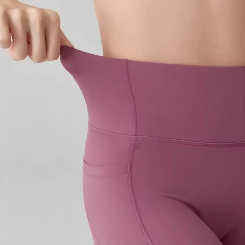 Yoga-Leggings mit hoher Taille und Taschen, Damen Scrunch Butt Lifting Bauchkontrolle Kompressions-Fitness-Strumpfhose – Detail 13