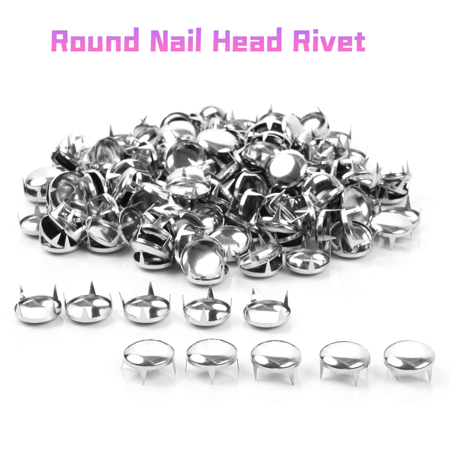 Silver Round Nail Rivets Punk Studs And Spikes For Leather Craft Clothes Belt Bag Shoes Bracelet Dog Collar Accessories Diy