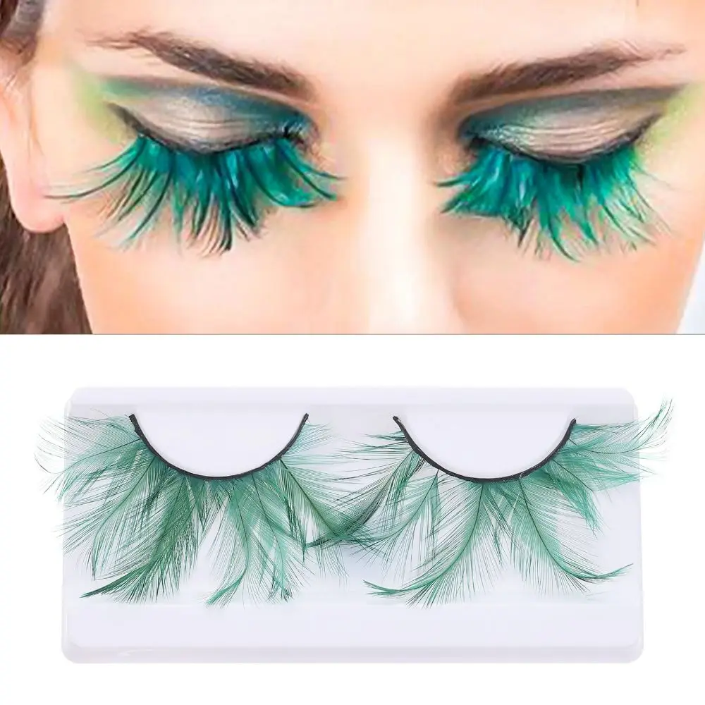 1Pair Halloween Feather Eyelashes Natural Extra Long Eyelash Extension Exaggerated Lashes For Masquerade Party Anime Cosplay