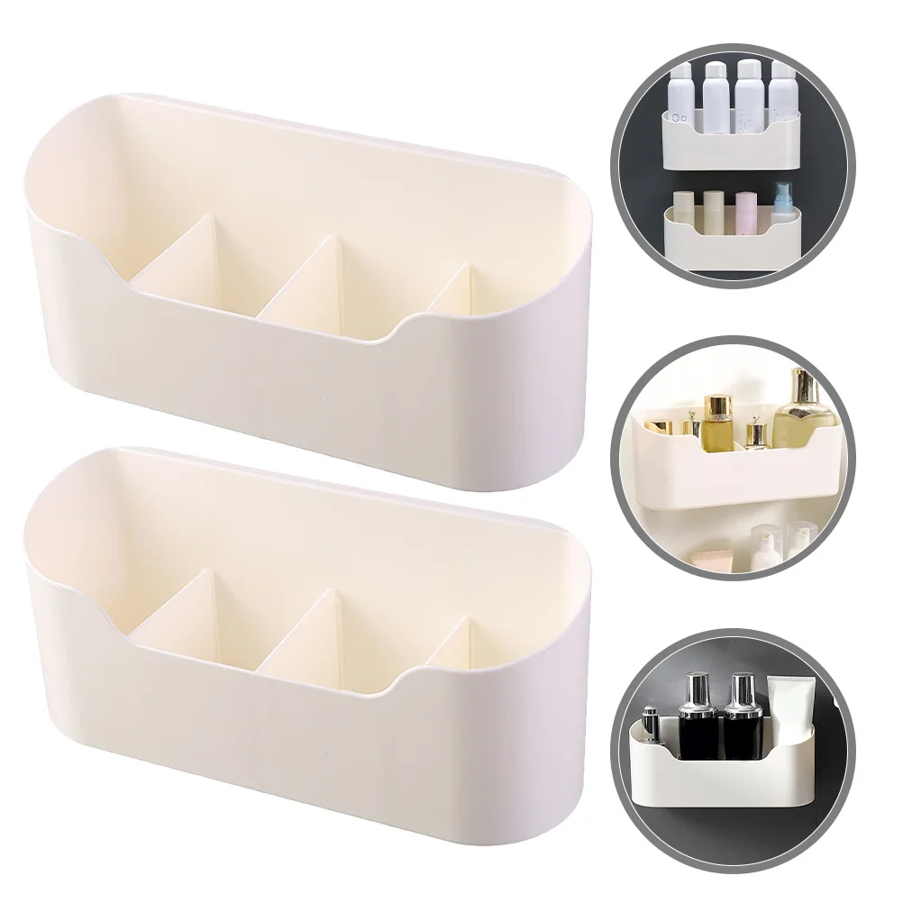 

2Pcs Wall Hanging Basket Hips Material Kitchen Organizer Storage Sundries Container Multi-Functional Bathroom Tidy Solution