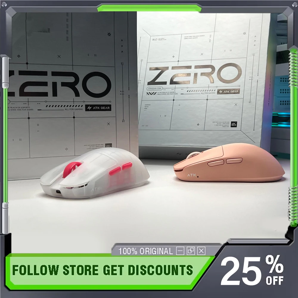 

Беспроводная Bluetooth-мышь ATK ZERO с тремя режимами подключения (проводной/беспроводной), легкая, эргономичная, для киберспорта, игр и офиса, подарок для мальчиков
