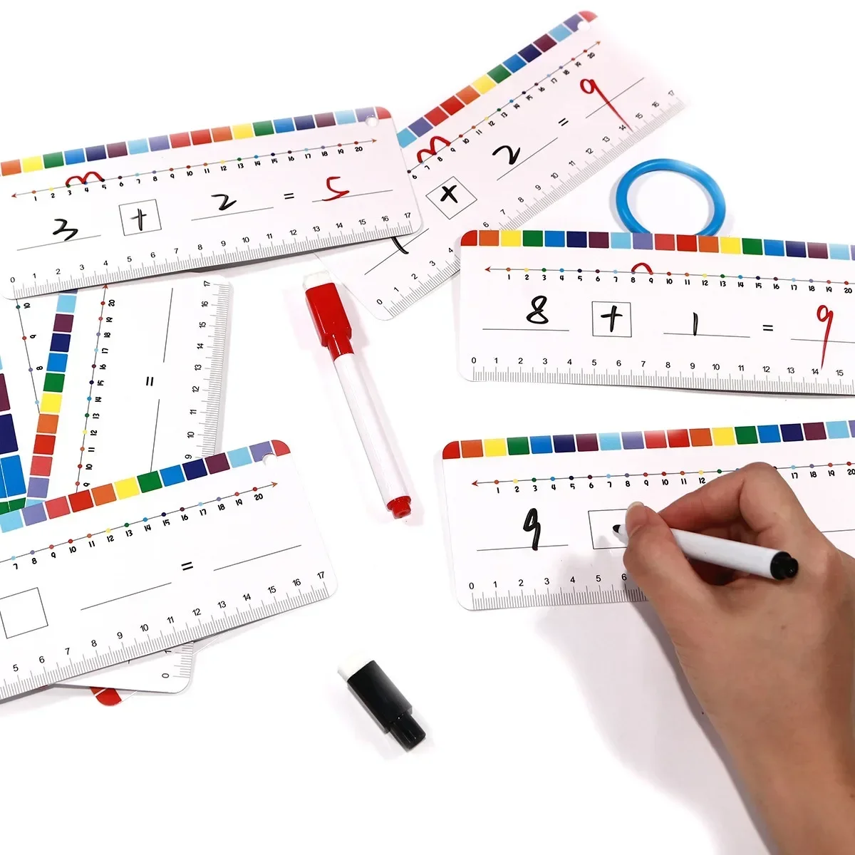 

2 Erasable Pens and 1 Storage Ring, Early Education Flash Cards，15 Arithmetic Flash Cards, Addition Subtraction Practice Cards