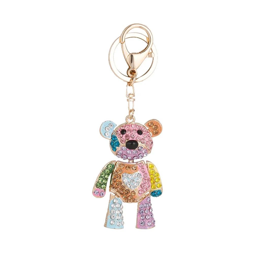 Colorful Bear Series Keychain Dazzling Colors Love Bow Bears Pendant Accompanying Gift Wedding Souvenir