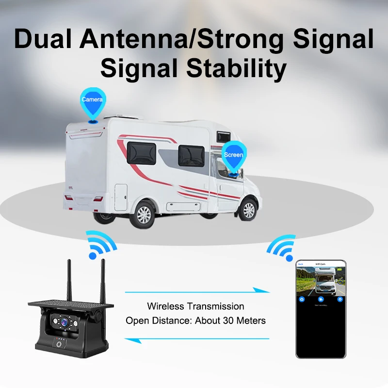 كاميرا طاقة البطارية الشمسية اللاسلكية للتحكم عن بعد، قاعدة مقاومة للماء ومغناطيسية لاقط شاحنة السيارة #4
